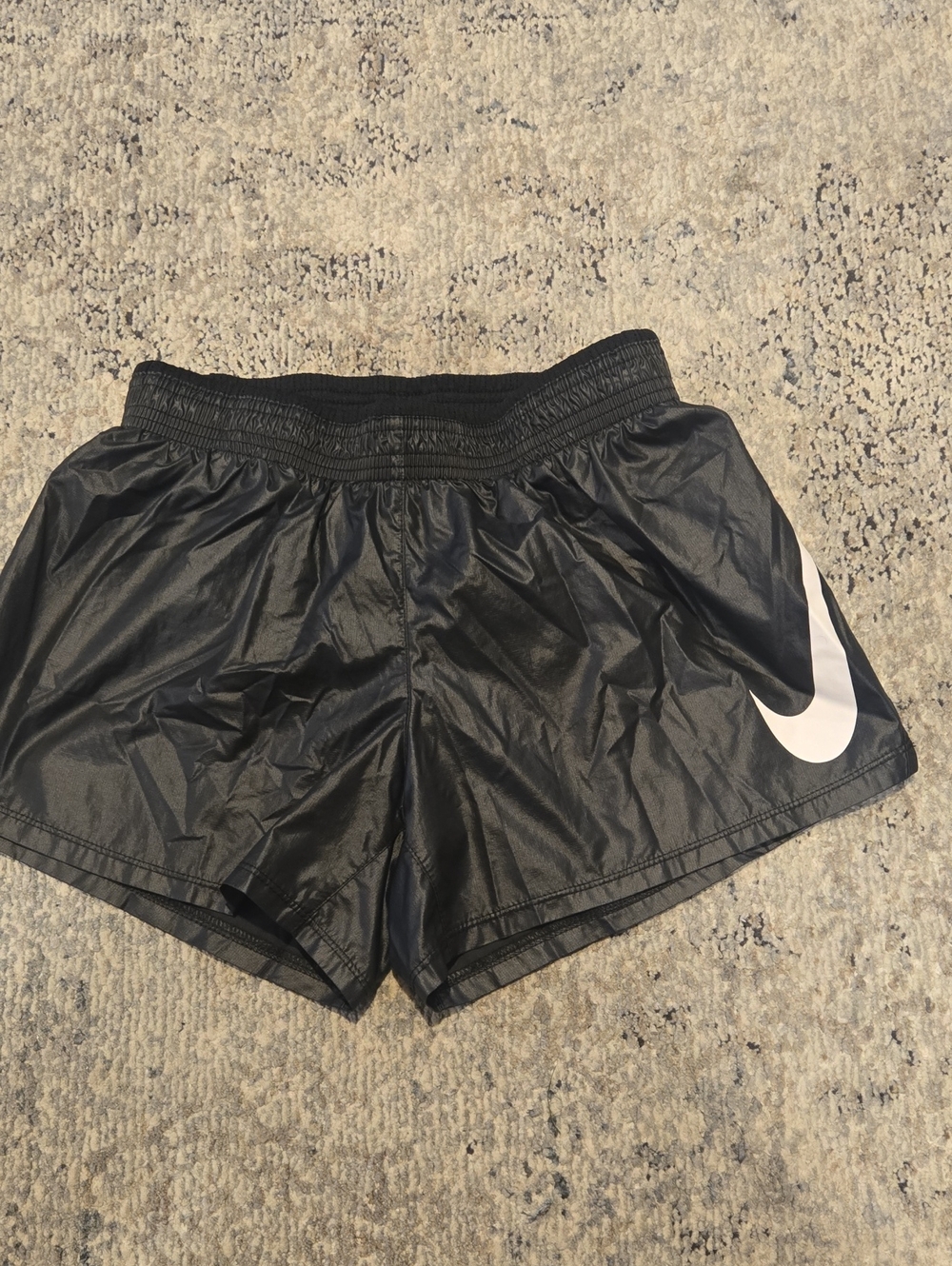 Nike Women’s Black Athletic Running Shorts with White Swoosh
